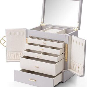 Large Jewelry Box, 6 Tier Jewelry Boxes & Organizers, Mirror Jewelry Storage Cas